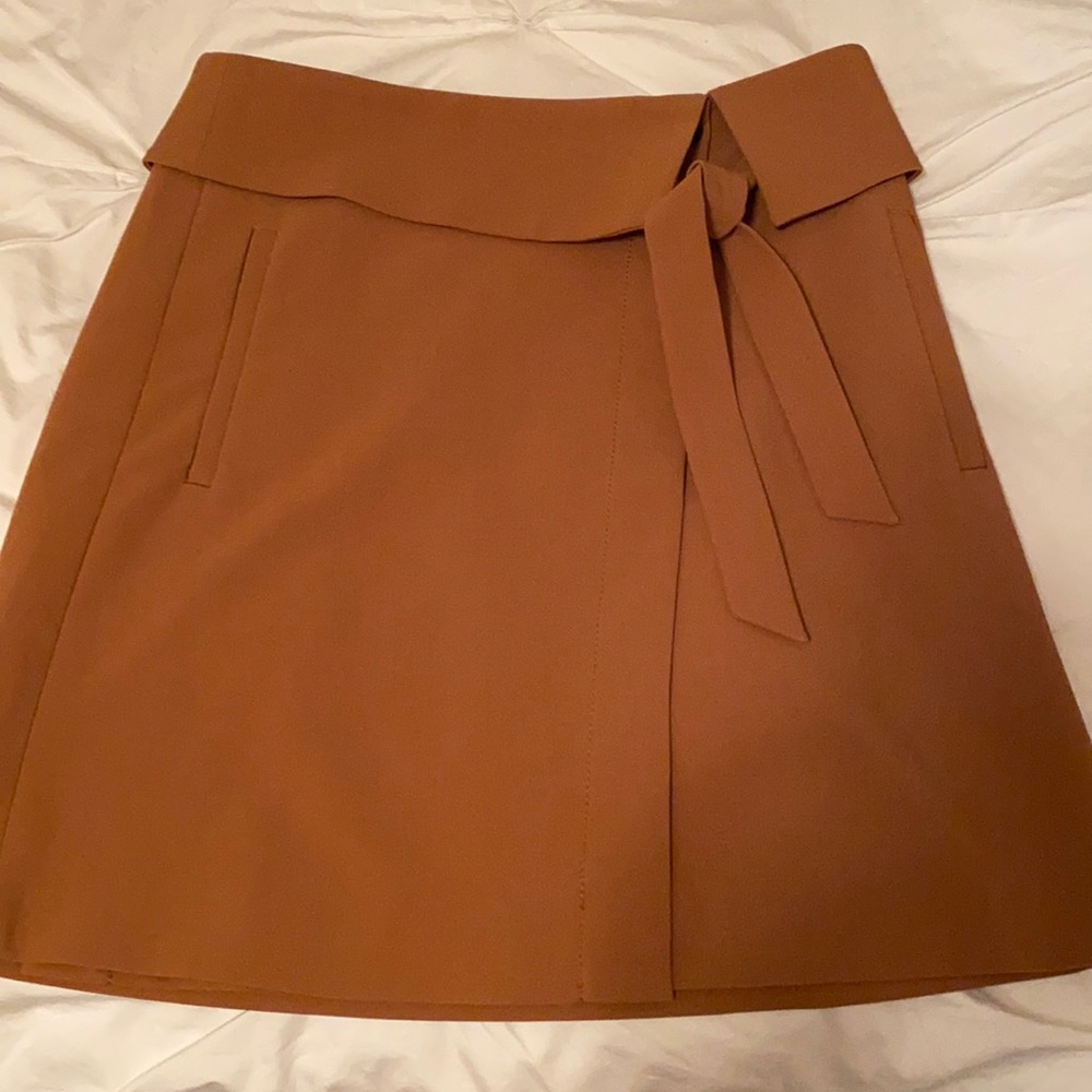 Loft Camel Wrap skirt
